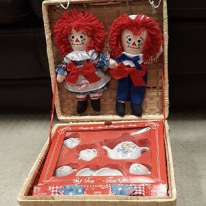 Raggedy Ann and Andy Dolls and Tea Set Tea For Two